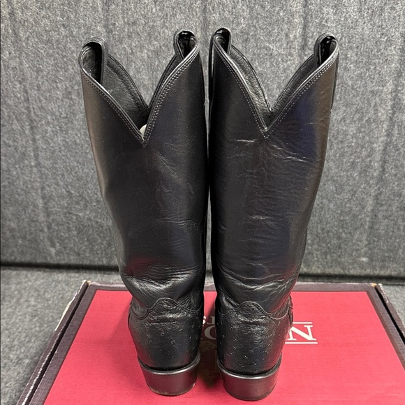 Nocona Black Ostrich Leather Boots 9D Texas Tech College Boots - Picture 6 of 16